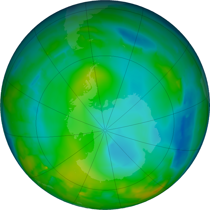 Antarctic ozone map for 27 June 2011